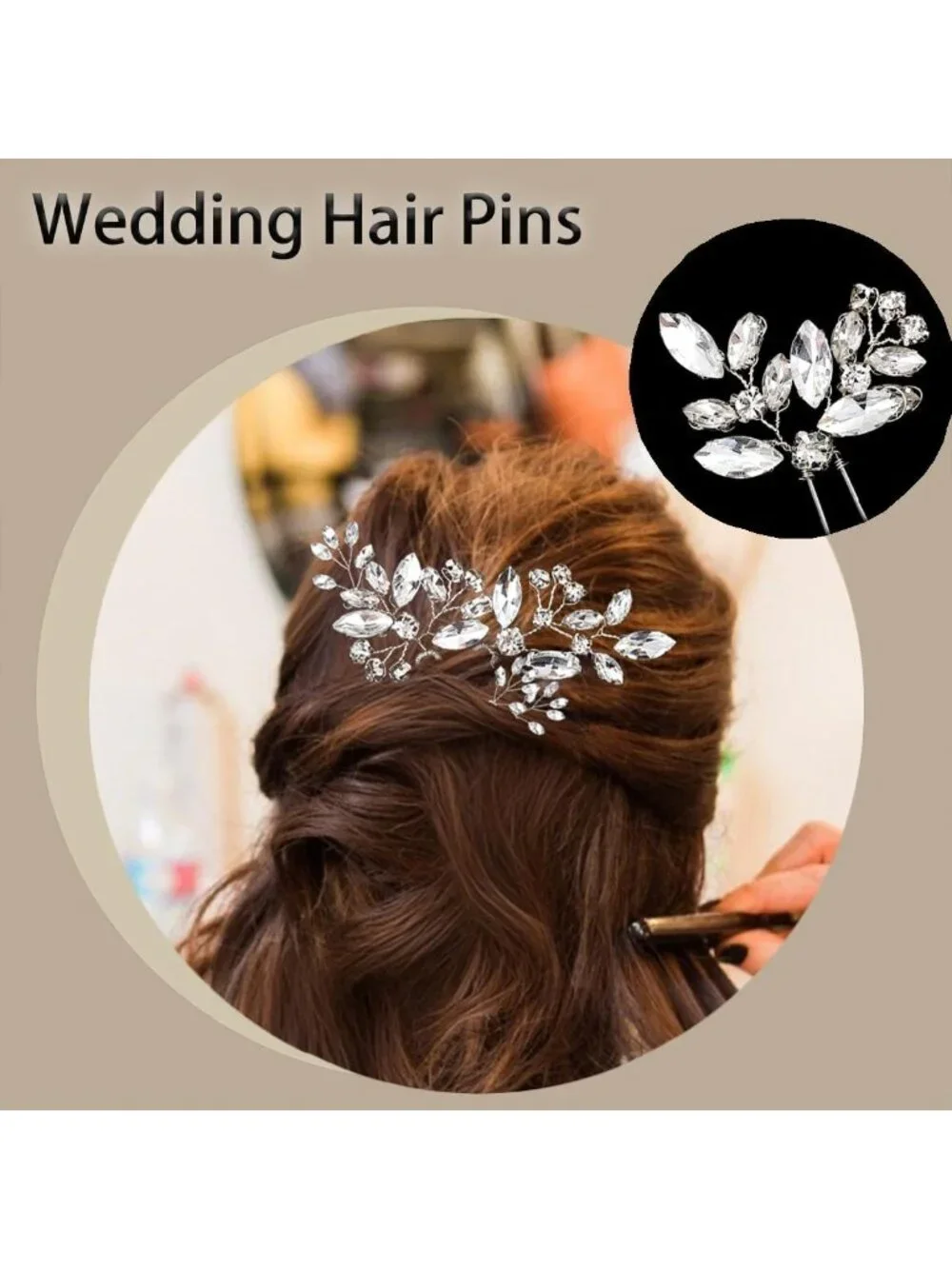 10 Pcs Rhinestone Bridal Hair Pins - Crystal Hair Accessories for Brides